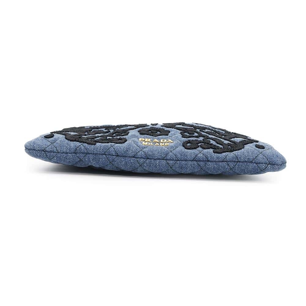 Prada Makeup Bag Drawstring Pouch Embroidered Den… - image 3